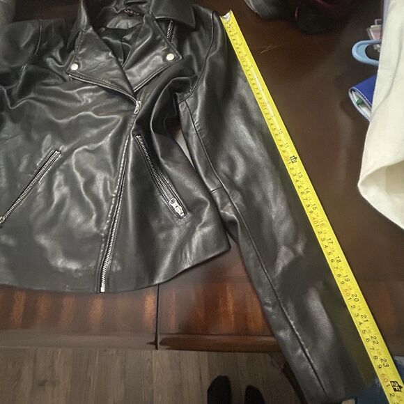 Quince Biker Jacket 100% Sheep Moto Leather Black - Women’s Large - Picture 13 of 15